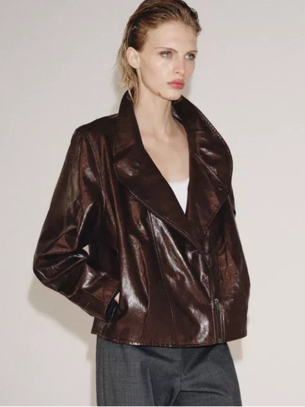 NWT Zara Woman ZW COLLECTION FAUX LEATHER JACKET Size M Medium